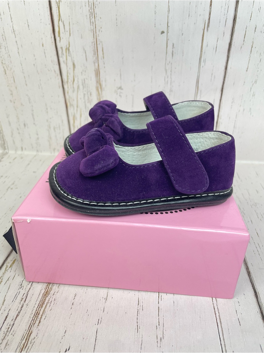 Jack & Lily Velvet Bow‎ Leather Shoes
